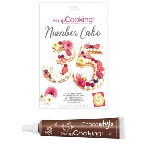 Konditorivaror - ScrapCooking - Nummerkaka - 9 nummermallar - Chokladpenna - 28 cm