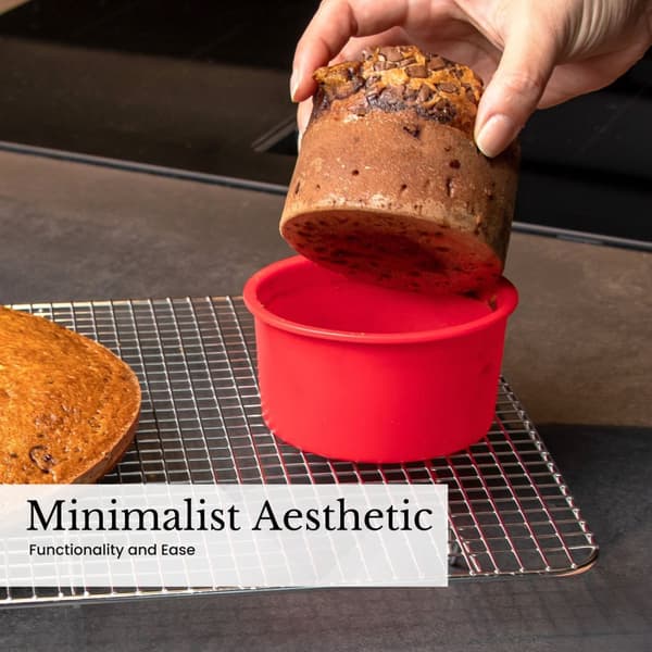 4 stycken runda Silikonkaksformar i rött - 10 cm, 16.3 cm, 19.8 cm, 25 cm - För bakning av pajer och tårtor