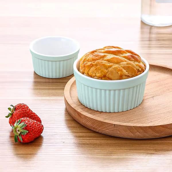 6-delat set Souffléformar av porslin med en storlek på 7.8 x 4.6 cm - Perfekt för att förbereda efterrätt, frukt eller fruktportioner, muffins,