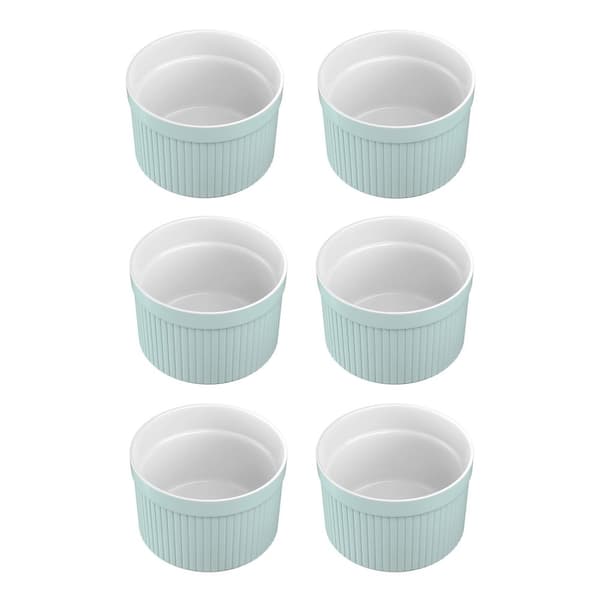6-delat set Souffléformar av porslin med en storlek på 7.8 x 4.6 cm - Perfekt för att förbereda efterrätt, frukt eller fruktportioner, muffins,