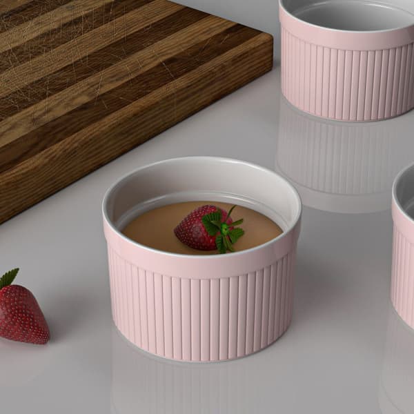 6-delat set Souffléformar av porslin med en storlek på 7.8 x 4.6 cm - Perfekt för att förbereda efterrätt, frukt eller fruktportioner, muffins,