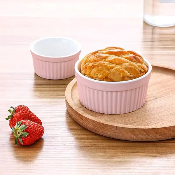 6-delat set Souffléformar av porslin med en storlek på 7.8 x 4.6 cm - Perfekt för att förbereda efterrätt, frukt eller fruktportioner, muffins,