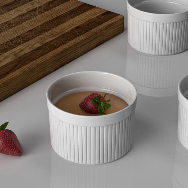 6-delat set Souffléformar av porslin med en storlek på 7.8 x 4.6 cm - Perfekt för att förbereda efterrätt, frukt eller fruktportioner, muffins,