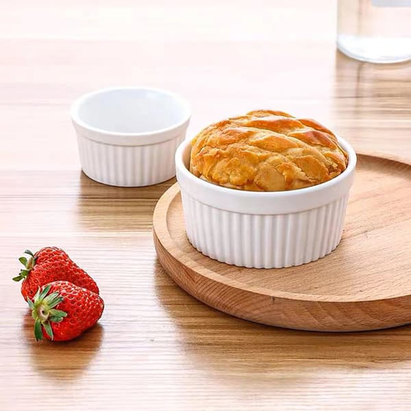 6-delat set Souffléformar av porslin med en storlek på 7.8 x 4.6 cm - Perfekt för att förbereda efterrätt, frukt eller fruktportioner, muffins,