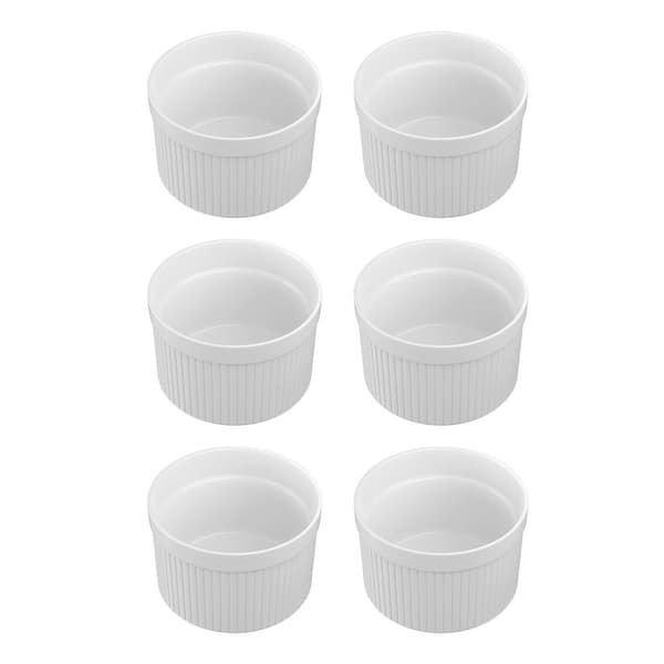 6-delat set Souffléformar av porslin med en storlek på 7.8 x 4.6 cm - Perfekt för att förbereda efterrätt, frukt eller fruktportioner, muffins,