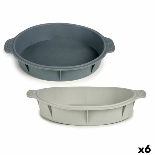 Bakform Kinvara HH156 Ljusgrå Mörkgrå Silikon 30 x 4,5 x 26 cm Rund (6 antal)