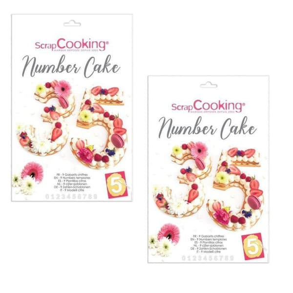 Tårtset - ScrapCooking - Nummerkaka - Flerfärgad - 9 siffermallar - 28 cm