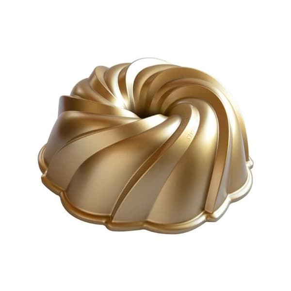 Tårtaform - Nordic Ware - Swirl - Aluminium - Guldfinish - Non-stick