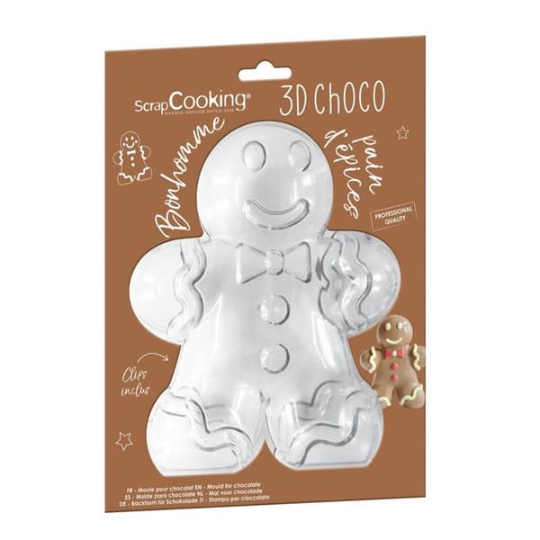 3D-form för choklad - SCRAPCOOKING - Pepparkaksgubbe - 18 x 15,9 x 6 cm - Plast - Transparent