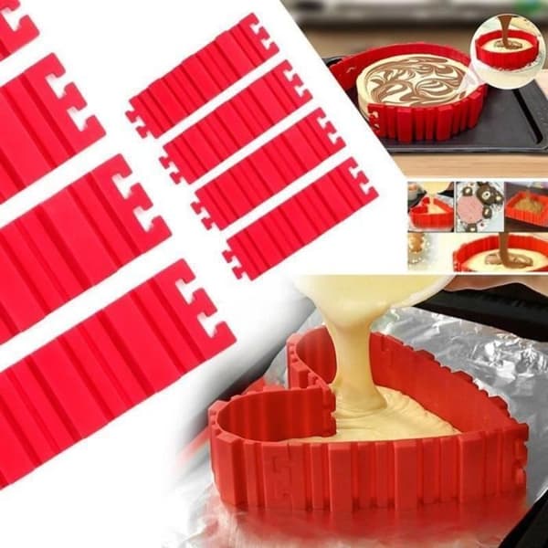 Non-stick 4 st set silikon gör själv kakform magi baka ormar hjärtform bakverktyg rektangel
