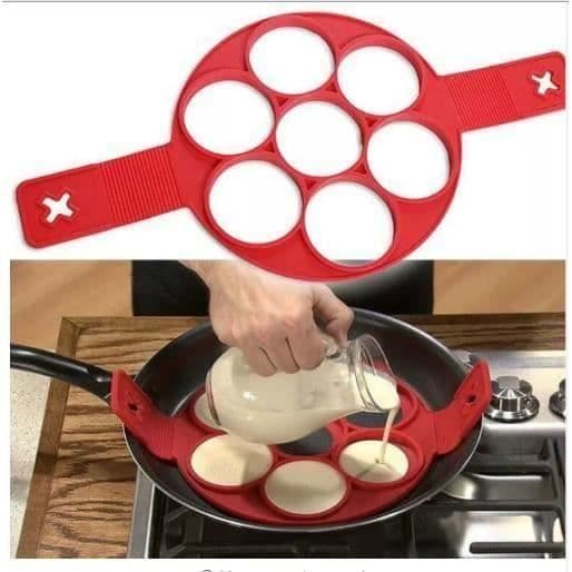 Silikonpannkaksformar, återanvändbar non-stick silikonäggform pannkaksmaskin och flipper för I04F38