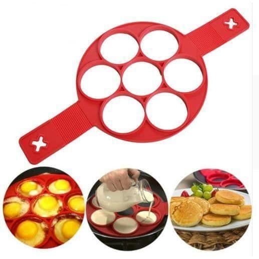 Silikonpannkaksformar, återanvändbar non-stick silikonäggform pannkaksmaskin och flipper för I04F38