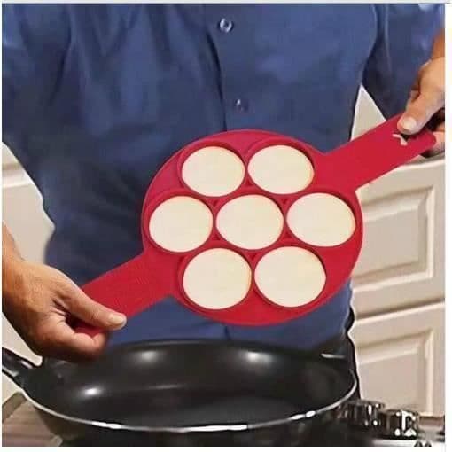 Silikonpannkaksformar, återanvändbar non-stick silikonäggform pannkaksmaskin och flipper för I04F38