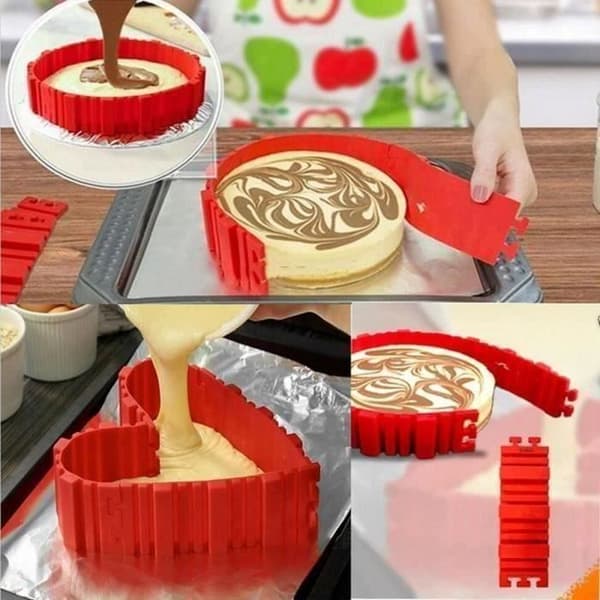Set med 4st Magic Modular Cake Form för hjärtform och andra, röd silikonkaka (4st)