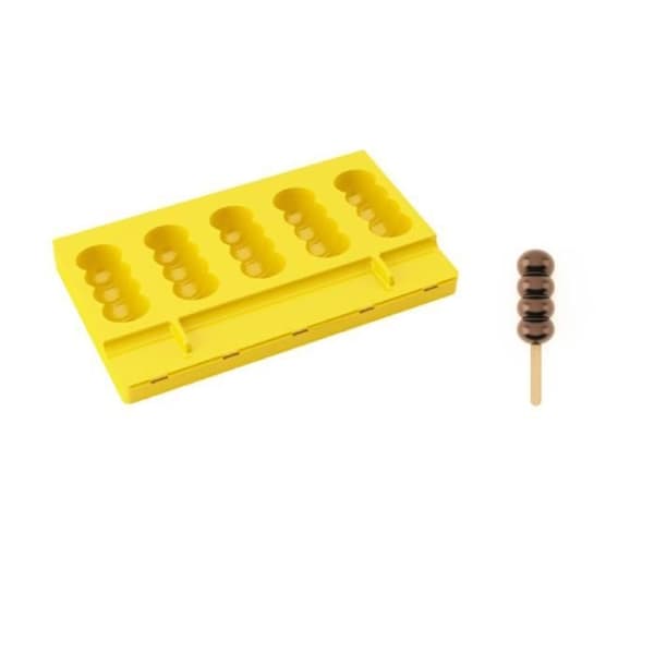 PAVONI Platinum Silikonform Bubbles snack Gul med 50 träpinnar