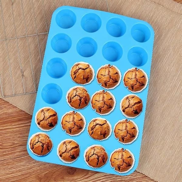 3-pack livsmedelsgodkända silikonmuffinsformar för 24 muffins