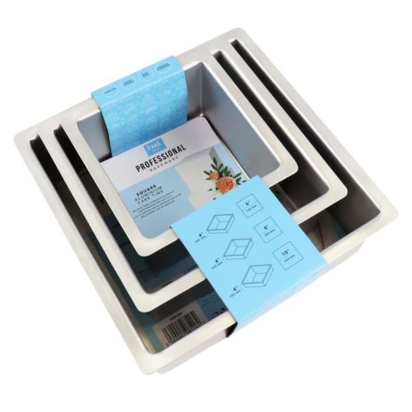 PME - SQRB68104 - Fyrkantiga kakformar 15, 20, 25 cm x 10 cm djup, set med 3
