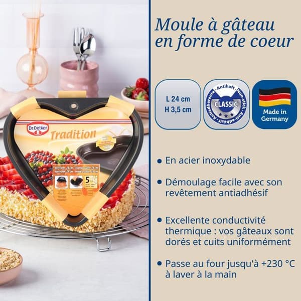 Tårtform - DR. OETKER - Hjärta - Rostfritt stål - 24 cm - Non-stick
