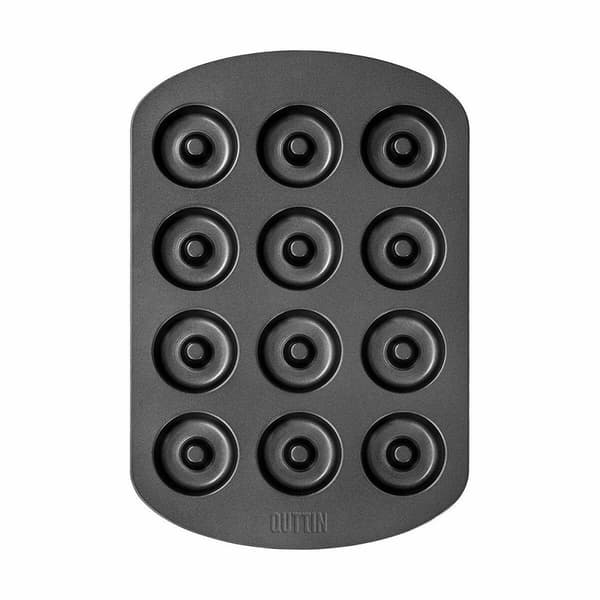 Bageform Quttin Sort Kulstofstål Donuts 26,5 x 18 x 2 cm (12 enheder)