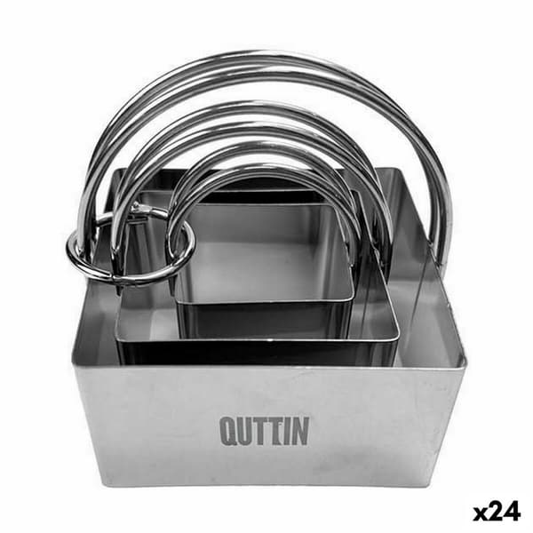 Sett med kakeformer Quttin Rustfritt stål Sølv Kvadrat 3 Deler (24 enheter)