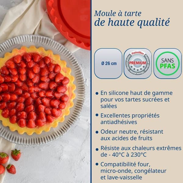 Röd silikonpajform 26 cm Dr. Oetker Flexxibel Love