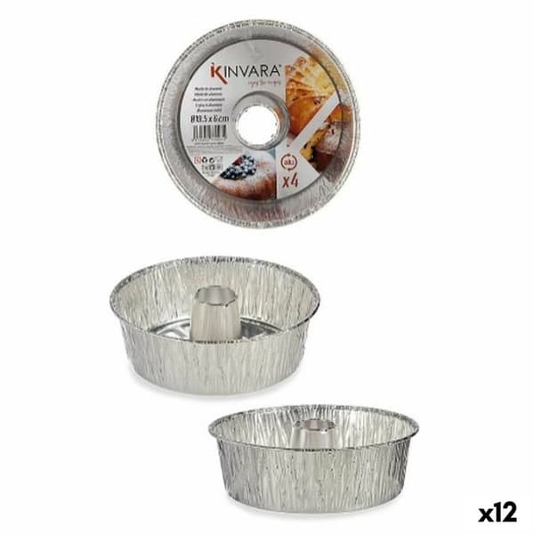 Set med Formar för Bakverk Kinvara 30286C Silvrig Aluminium 19,5 x 19,5 x 6 cm 4 Delar (12 antal)