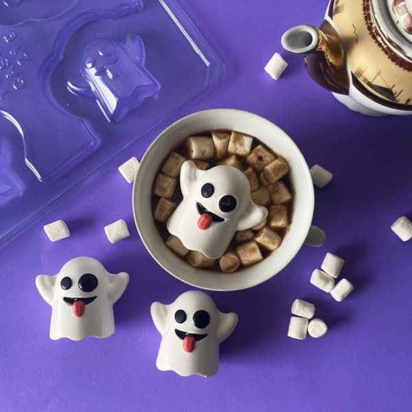 Spökformad 3D Chokladform - 3-delad Silikonform för Halloween Pralinform