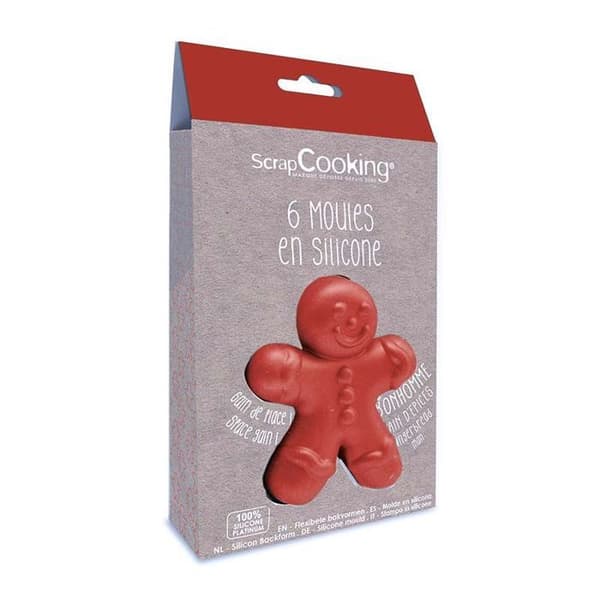 Silikonformar - SCRAPCOOKING - Pepparkaksgubbe - 10,5 x 9,3 cm - 6 st - Kompatibel med frys och diskmaskin