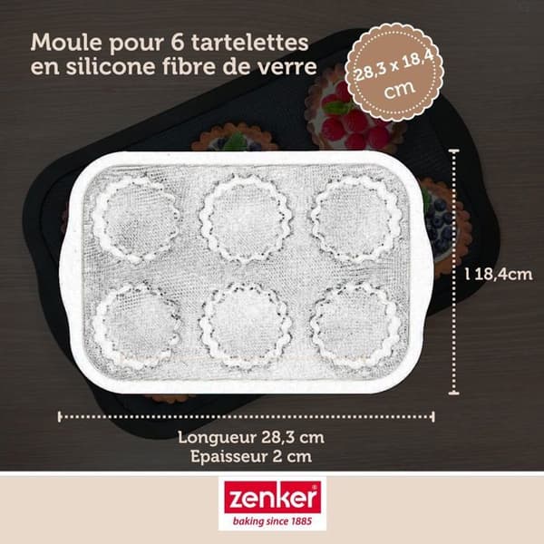 Moule 6 mini tartelettes 28 x 18 cm Zenker Silikon fiberglas