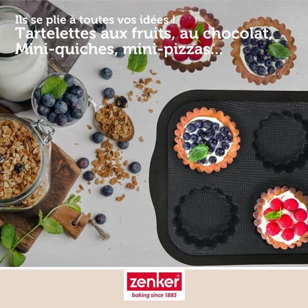 Moule 6 mini tartelettes 28 x 18 cm Zenker Silikon fiberglas