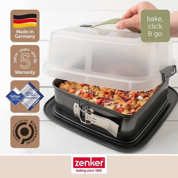 Fyrkantig fällbar form med lock 23 cm Zenker Bake Click and Go