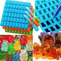 Miniatyrbild 3 av 4: Set med 3 silikonformar för nallebjörnar 50 hål + droppare för gelatingodis, choklad, isbit...