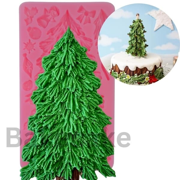 Stor Julgran Silikonform - 18,5 x 9,5 cm | Perfekt för Fondant, Choklad och Festligt Bakning