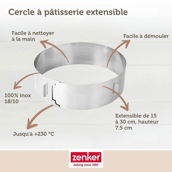 Konditorivaror - Zenker - 7708 - Rostfritt stål - Justerbar - Diameter 30 cm