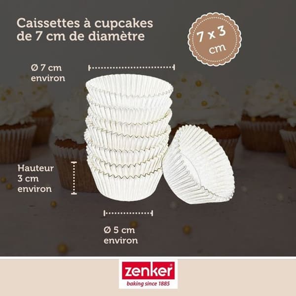 Muffinsformar - Zenker - 43436 - Paket med 100 st - Vitt papper - Lätt bakning