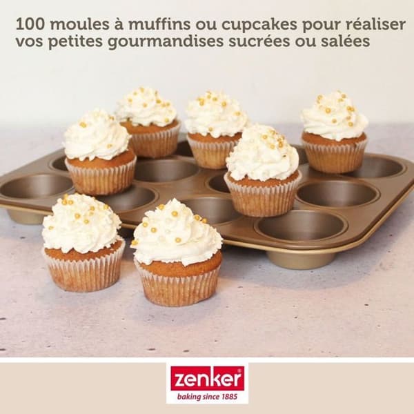 Muffinsformar - Zenker - 43436 - Paket med 100 st - Vitt papper - Lätt bakning