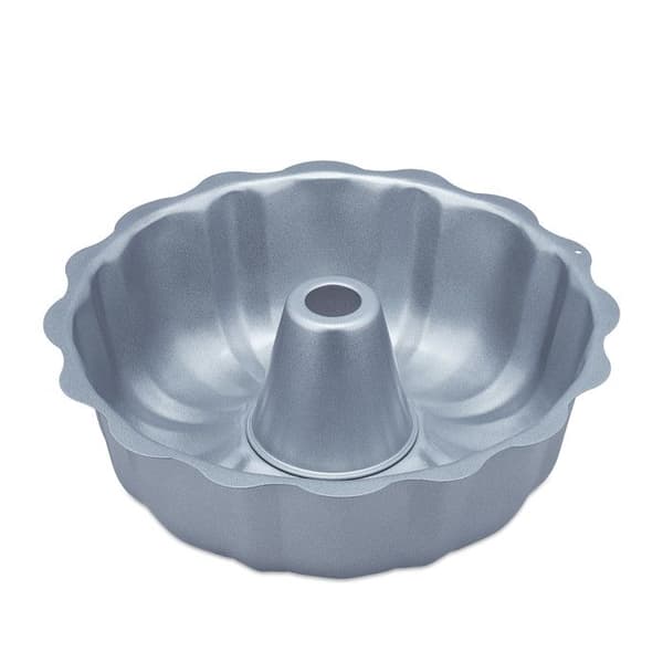 Relaxdays Bakform, 24 cm i diameter, non-stick, för marmorerade kakor, sockerkaka, stål, kol, silverfärgad