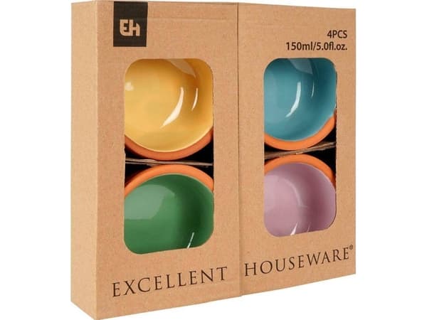 Excellent Houseware Gryta/skål i stengods cocktail 140 ml 4 st.