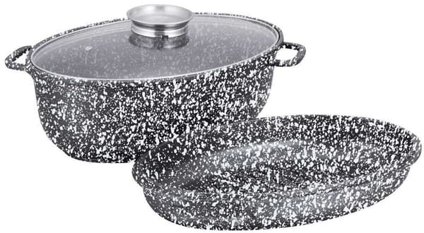 KERAMISK RIFFEL Pande 38cm MED GRILL OG LÅG KLAUSBERG KB-7367