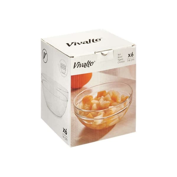 Blandeskål Vivalto 76760 Gennemsigtig Glas 14 x 6,5 x 14 cm 6 enheder