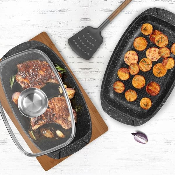 3 i 1 granit stekpanna / gryta med lock, 5 l GRANDE grillpanna