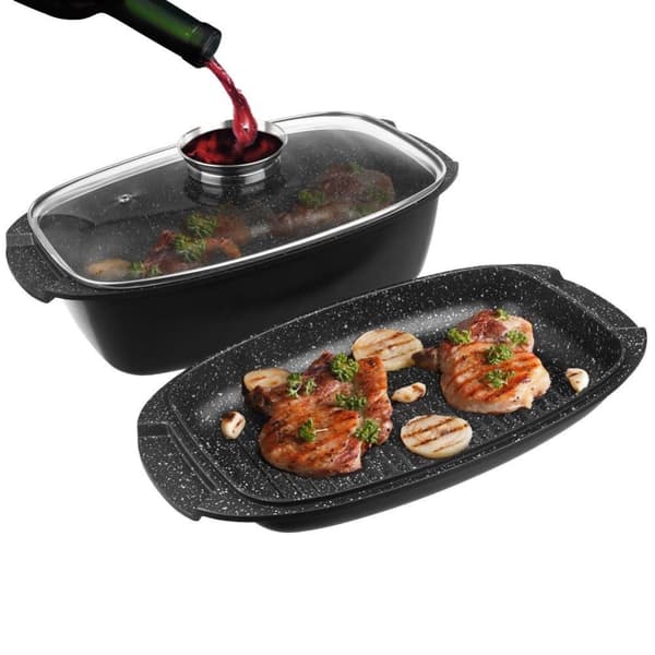 3in1 graniittipaistinpannu/kattila kannella, 5 l GRANDE grillipannu