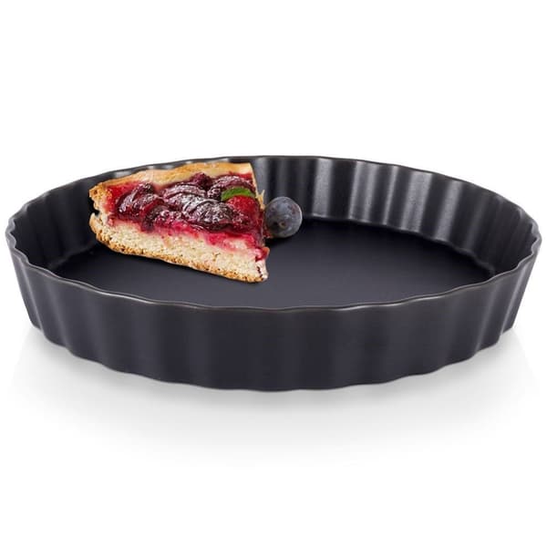 Rund tærteform af porcelæn, sort, 25 cm