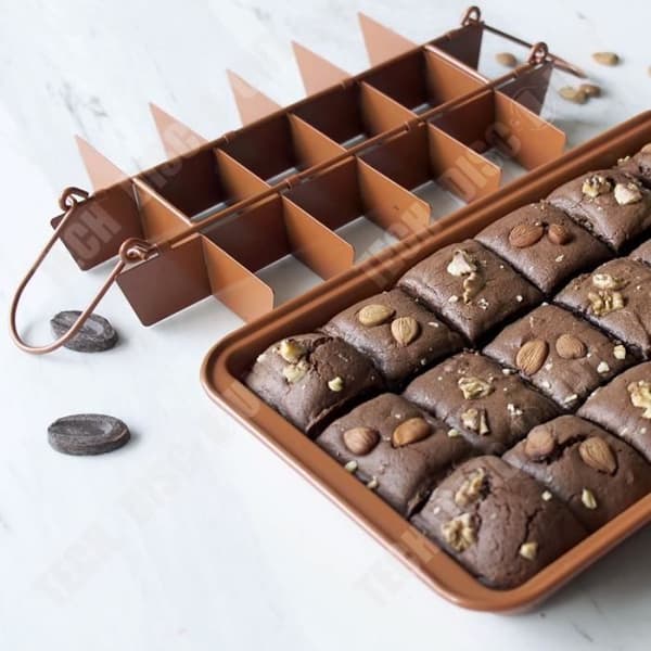 TD® Cake Pan, Living Bottom Grid Brownie Pan, Förtjockning Non-Stick Coating Cake Loaf Pan