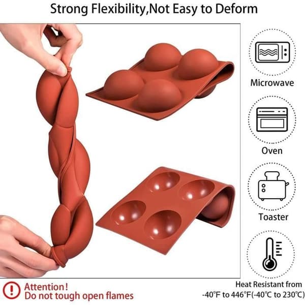 TD® 6 Half-Sphere Silikonform - Heavy Duty halkfri silikonbakform, baka & frys tårta