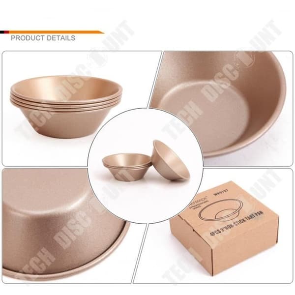 TD® 4 tårtformar i kraftigt kolstål 3 tum non-stick mini äggtärtformar 4 verktygsset för bakverk