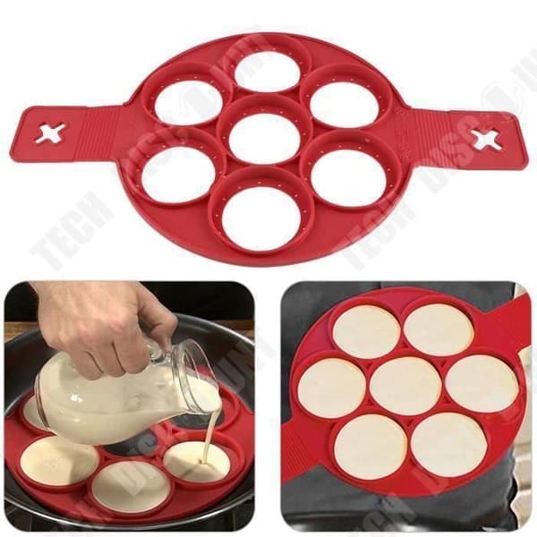 TD®V Pannkaksform Non-Stick - 7 äggkakaformar Enkelt köksredskap Silikon - Tillbehör Mjuk form