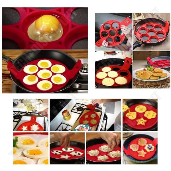 TD® V Pancake Form anti-stick/ 7 Formar för Ägg Tårta Kök Verktyg Lätt Silikon /Tillbehör Mjuk Form