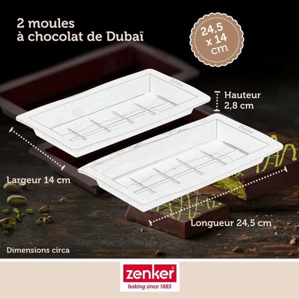 Två formar för chokladplattor från Dubai i silikon Zenker Special Creative