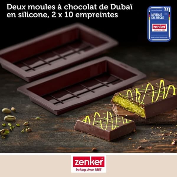 Två formar för chokladplattor från Dubai i silikon Zenker Special Creative